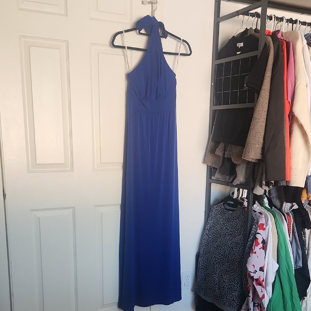 Boston Proper Blue Holter Flowy Maxi Dress